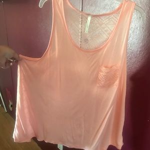 3x nwot peach tank with crocheted see-thru back